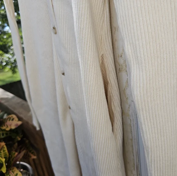 Rib Knit Long Sleeve V Neck Bodycon Midi Dress Beige Size S By Together Anthrop - Picture 6 of 9